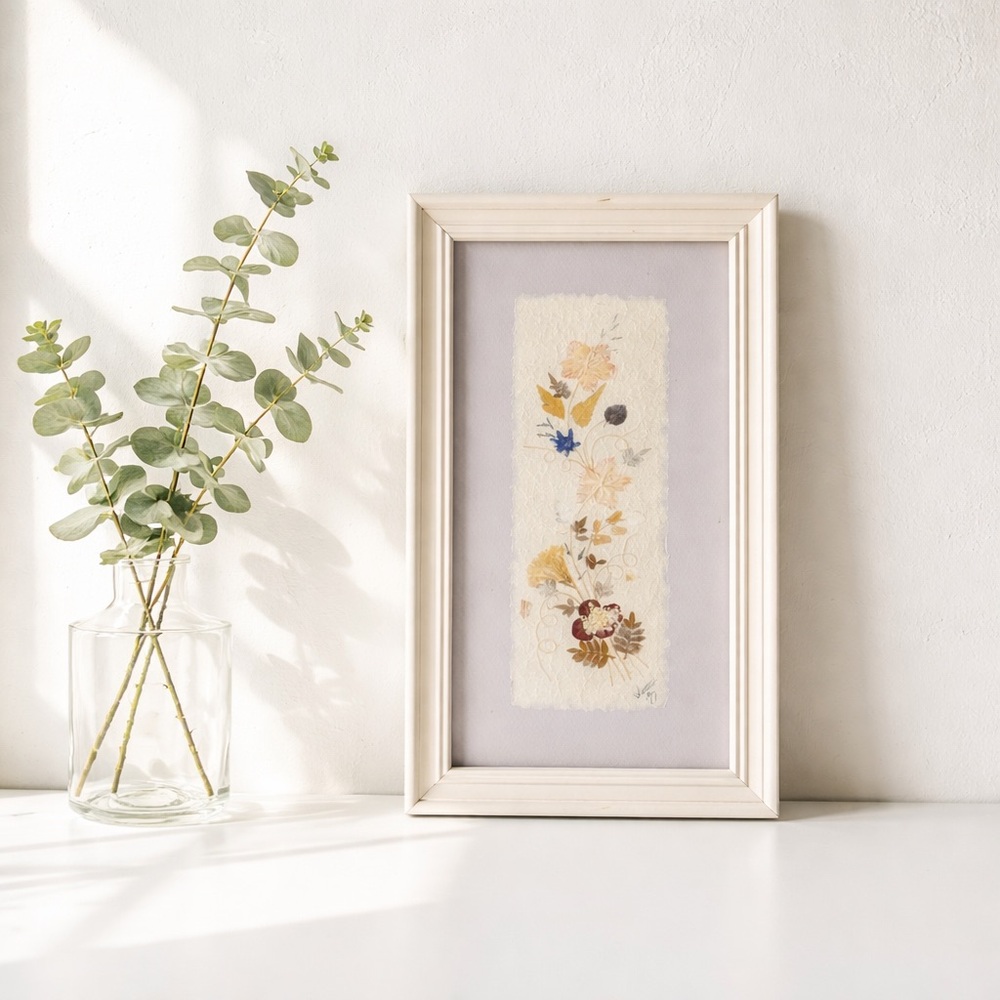 97 Vintage Wall Art Framed Pressed Dried Madagascar
Flowers Handmade Signed